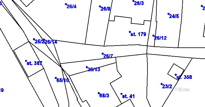 Parcela st. 26/7 v KÚ Čejov, Katastrální mapa