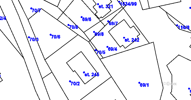 Parcela st. 70/5 v KÚ Čejov, Katastrální mapa
