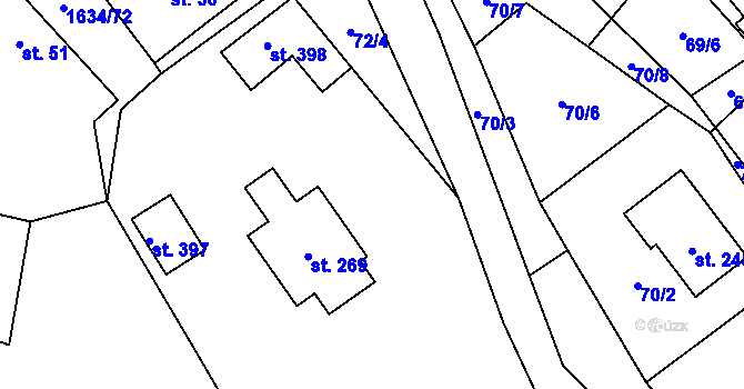 Parcela st. 72/2 v KÚ Čejov, Katastrální mapa