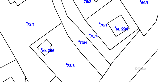 Parcela st. 73/1 v KÚ Čejov, Katastrální mapa