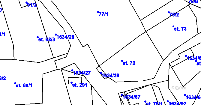 Parcela st. 77/2 v KÚ Čejov, Katastrální mapa