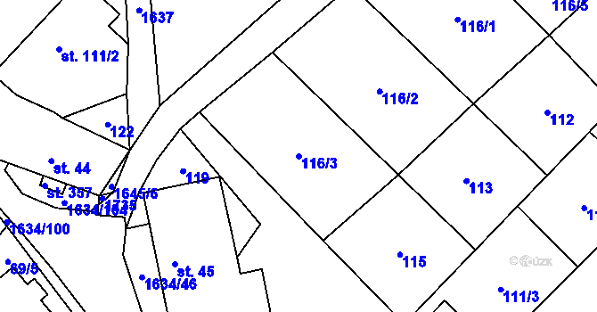 Parcela st. 116/3 v KÚ Čejov, Katastrální mapa