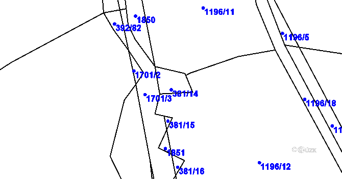 Parcela st. 381/14 v KÚ Čejov, Katastrální mapa