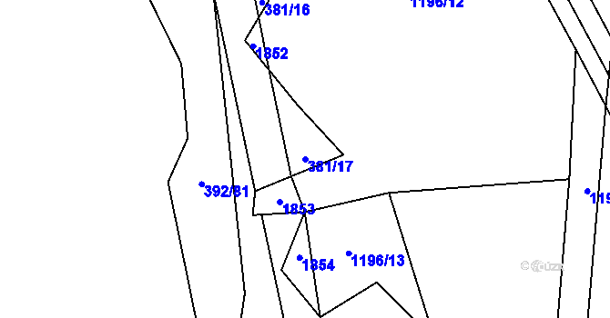 Parcela st. 381/17 v KÚ Čejov, Katastrální mapa