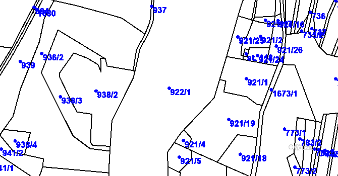 Parcela st. 922/1 v KÚ Čejov, Katastrální mapa