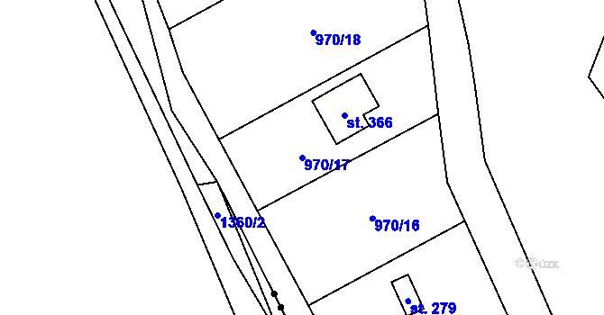 Parcela st. 970/17 v KÚ Čejov, Katastrální mapa