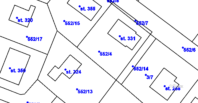 Parcela st. 552/4 v KÚ Čejov, Katastrální mapa