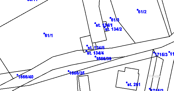 Parcela st. 134/5 v KÚ Čejov, Katastrální mapa