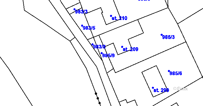 Parcela st. 985/9 v KÚ Čejov, Katastrální mapa