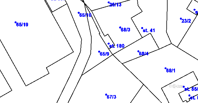 Parcela st. 65/9 v KÚ Čejov, Katastrální mapa