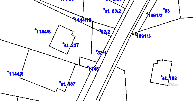 Parcela st. 82/1 v KÚ Čejov, Katastrální mapa