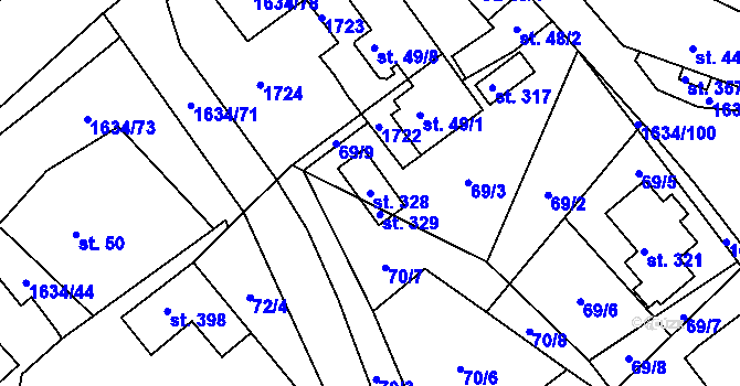 Parcela st. 328 v KÚ Čejov, Katastrální mapa