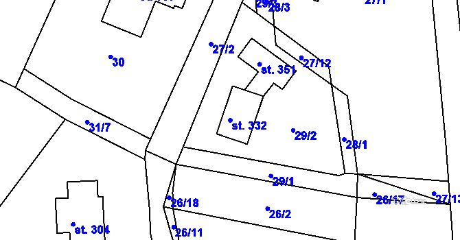 Parcela st. 332 v KÚ Čejov, Katastrální mapa