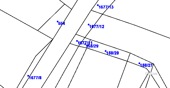 Parcela st. 158/29 v KÚ Čejov, Katastrální mapa