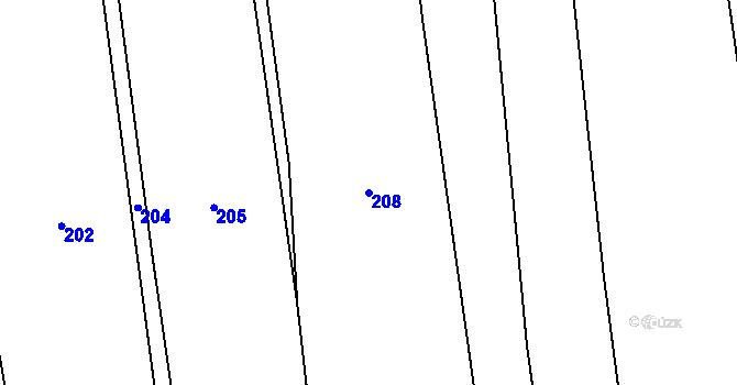 Parcela st. 208 v KÚ Čejov, Katastrální mapa