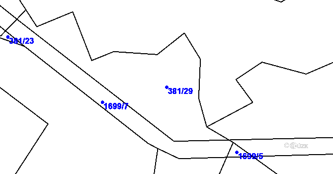 Parcela st. 381/29 v KÚ Čejov, Katastrální mapa