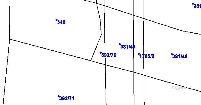 Parcela st. 392/70 v KÚ Čejov, Katastrální mapa
