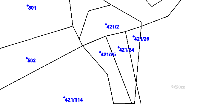 Parcela st. 421/25 v KÚ Čejov, Katastrální mapa