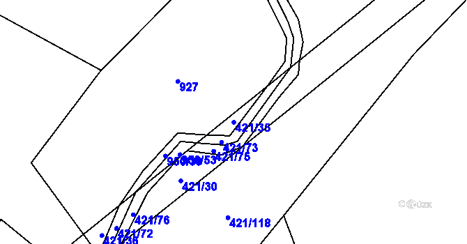 Parcela st. 421/35 v KÚ Čejov, Katastrální mapa