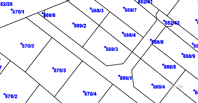Parcela st. 569 v KÚ Čejov, Katastrální mapa