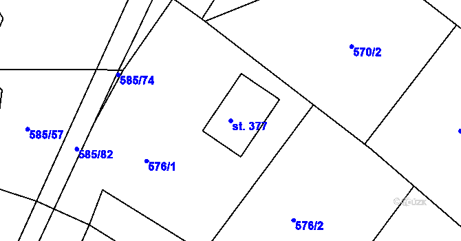 Parcela st. 377 v KÚ Čejov, Katastrální mapa