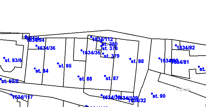 Parcela st. 379 v KÚ Čejov, Katastrální mapa