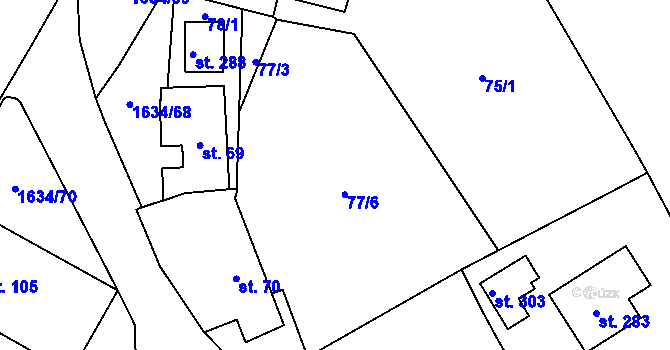 Parcela st. 77/6 v KÚ Čejov, Katastrální mapa