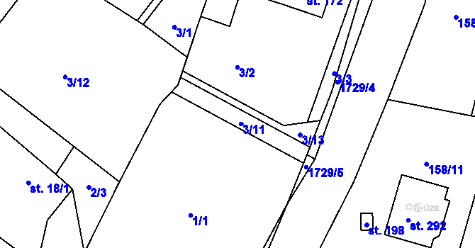 Parcela st. 1/3 v KÚ Čejov, Katastrální mapa