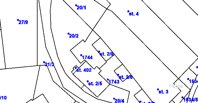 Parcela st. 2/8 v KÚ Čejov, Katastrální mapa