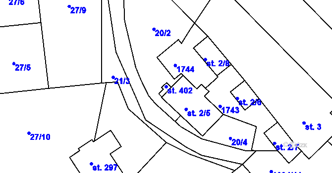 Parcela st. 402 v KÚ Čejov, Katastrální mapa