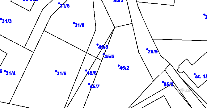 Parcela st. 45/6 v KÚ Čejov, Katastrální mapa