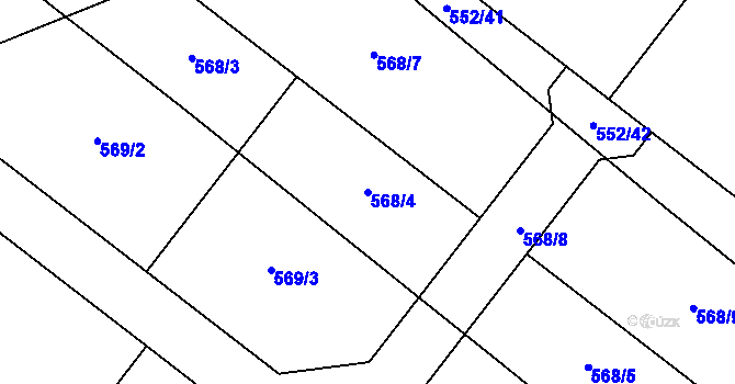 Parcela st. 568/4 v KÚ Čejov, Katastrální mapa