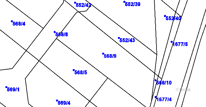 Parcela st. 568/9 v KÚ Čejov, Katastrální mapa