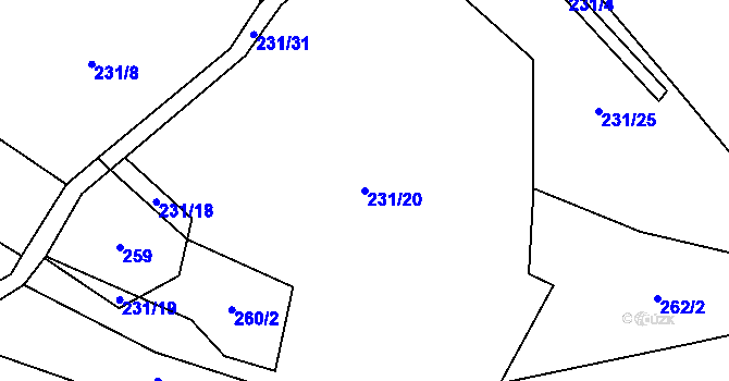 Parcela st. 231/20 v KÚ Čekanice, Katastrální mapa