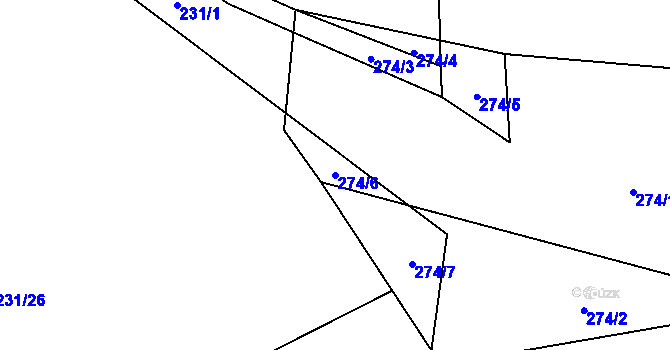 Parcela st. 274/6 v KÚ Čekanice, Katastrální mapa