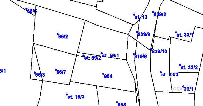 Parcela st. 59/1 v KÚ Čekanice, Katastrální mapa