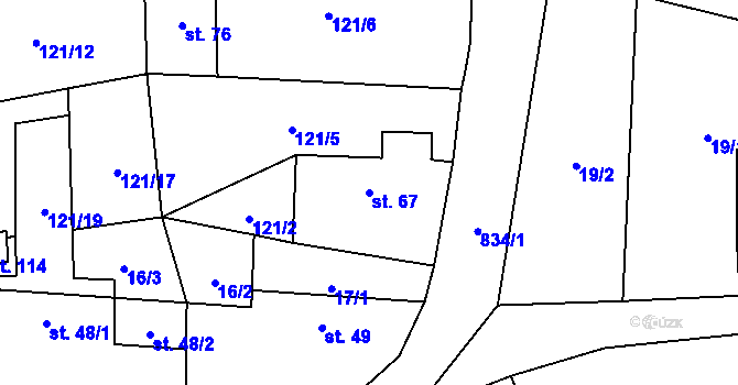 Parcela st. 67 v KÚ Čekanice, Katastrální mapa