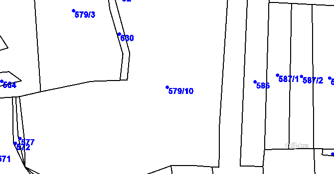 Parcela st. 579/10 v KÚ Milčice u Čekanic, Katastrální mapa