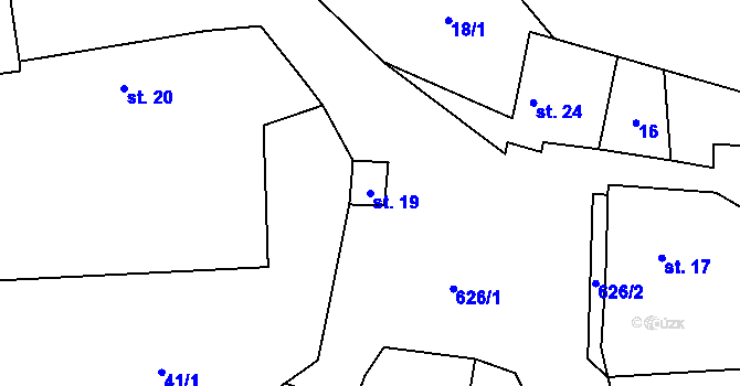 Parcela st. 19 v KÚ Milčice u Čekanic, Katastrální mapa
