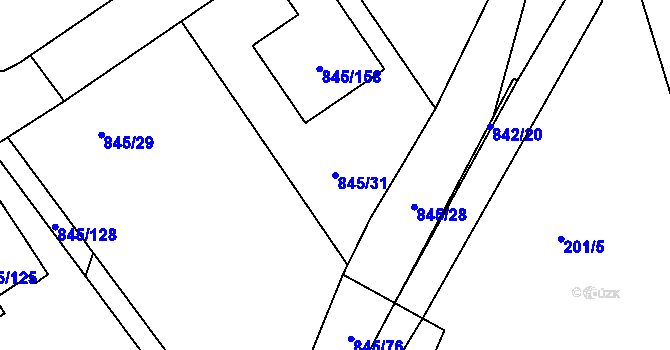 Parcela st. 845/31 v KÚ Čekanice u Tábora, Katastrální mapa