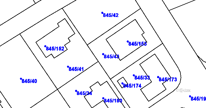 Parcela st. 845/43 v KÚ Čekanice u Tábora, Katastrální mapa