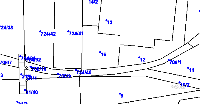 Parcela st. 16 v KÚ Čekanice u Tábora, Katastrální mapa