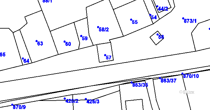 Parcela st. 57 v KÚ Čekanice u Tábora, Katastrální mapa
