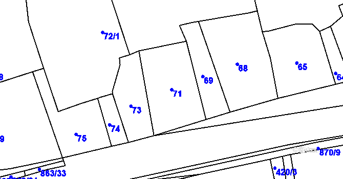 Parcela st. 71 v KÚ Čekanice u Tábora, Katastrální mapa