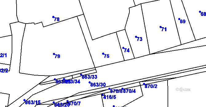 Parcela st. 75 v KÚ Čekanice u Tábora, Katastrální mapa
