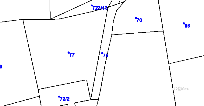 Parcela st. 76 v KÚ Čekanice u Tábora, Katastrální mapa