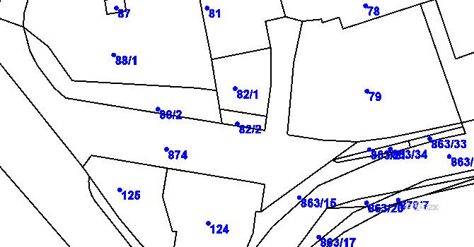 Parcela st. 82/2 v KÚ Čekanice u Tábora, Katastrální mapa