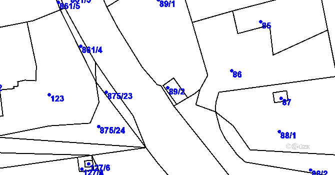 Parcela st. 89/2 v KÚ Čekanice u Tábora, Katastrální mapa