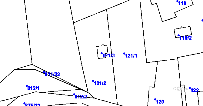 Parcela st. 121/3 v KÚ Čekanice u Tábora, Katastrální mapa