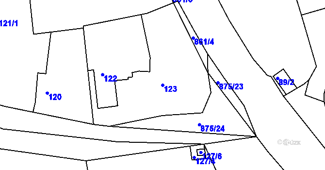 Parcela st. 123 v KÚ Čekanice u Tábora, Katastrální mapa